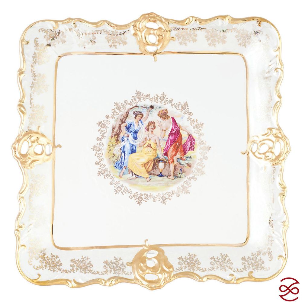 Блюдо фигурное квадратное Queen's Crown Мадонна перламутр 32 см