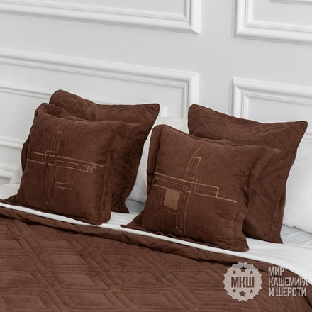 Покрывало с вышивкой в спальню БРИДД (арт. BL02-306-05) - коричневое