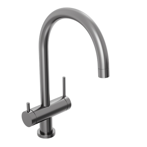 Смеситель для кухни Abelsberg Aera AWF70029GM с возможностью подключения фильтра для воды, цвет космическая сталь, PVD покрытие