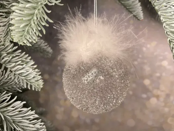 Набор стеклянных шаров Ледяной дождь 70 мм., 18 шт., белый, Christmas DeLuxe (86797)