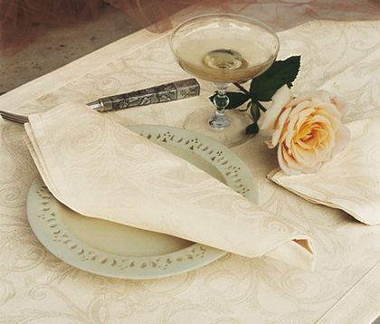 Скатерть OMBELLE chanvre + 8 салфеток Blanc des Vosges 170x240 Бежевый