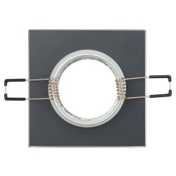 DK8 CH/BK Светильник ЭРА декор стекло квадрат MR16,12V/220V, 50W, хром/черный | Декоративные встраиваемые светильники