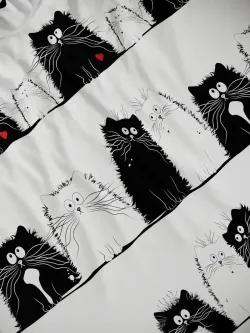 Наволочка комплект 2шт перкаль Сказка "Коты" 50x70 см на молнии