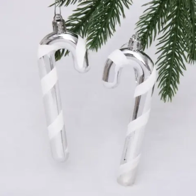 Елочные игрушки «Леденец» 12 см (набор 2 шт), Серебро