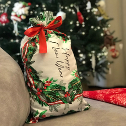 Мешок новогодний подарочный Деда Мороза 30*50 см х/б "Снеговик и елка" LAV (ANNA LUKOSHINA)