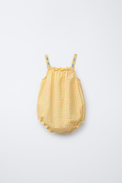 ZARA КОМБИНЕЗОН В КЛЕТКУ ВИШИ, ЖЕЛТЫЙ