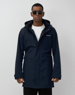 Парка спортивная мужская с капюшоном softshell темно-синего цвета 9565TS