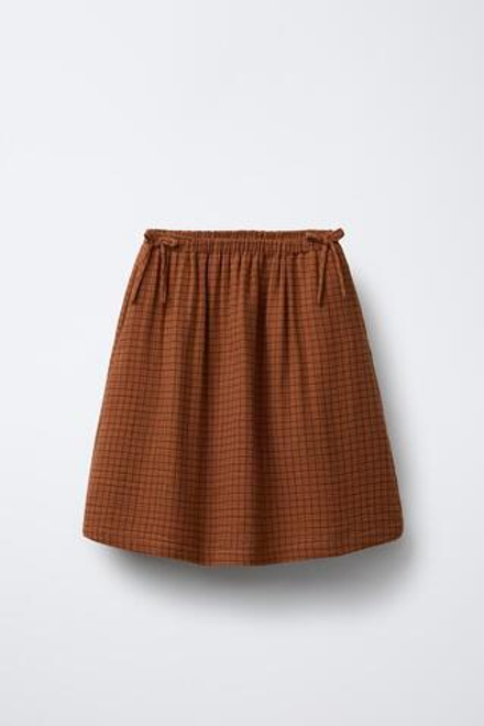 ZARA ЮБКА МИДИ В КЛЕТКУ, КАРАМЕЛЬНЫЙ