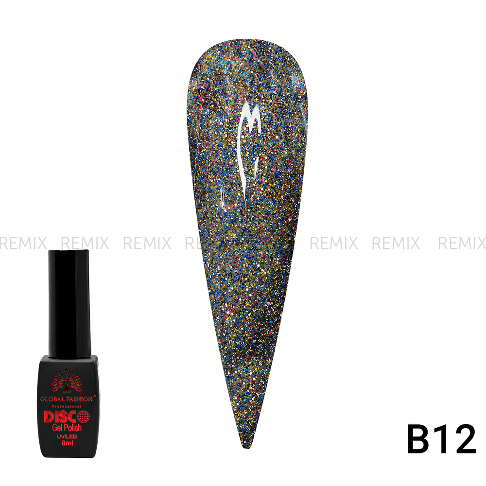 Гель лак Disco Gel Polish, Global Fashion, светоотражающий, 8 мл B12