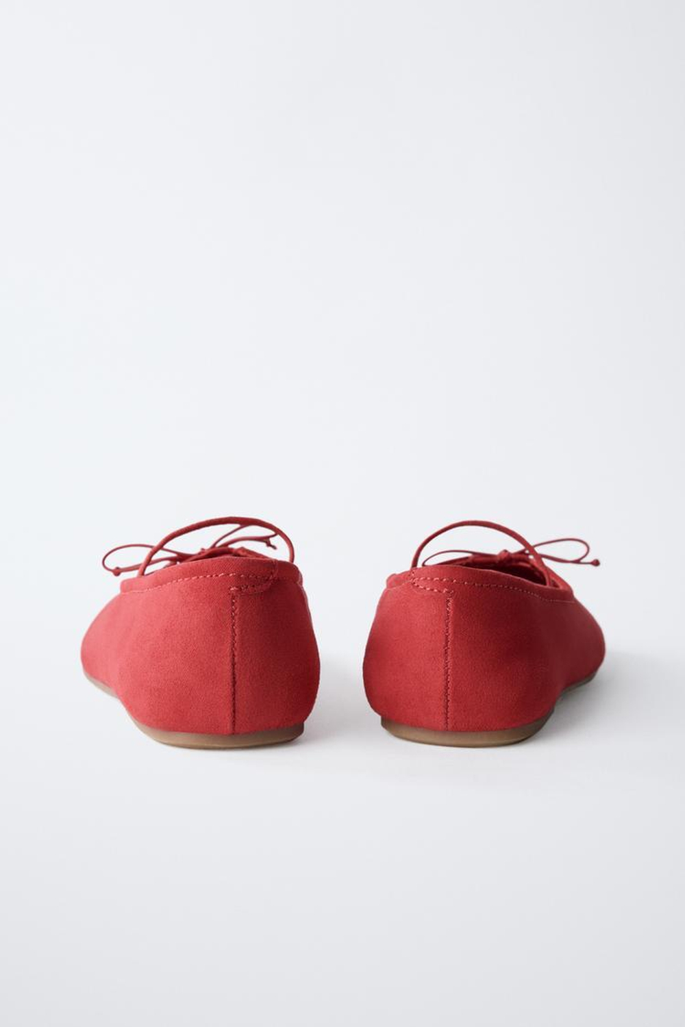 ZARA БАЛЕТКИ НА ПЛОСКОЙ ПОДОШВЕ С БАНТИКОМ, КРАСНЫЙ
