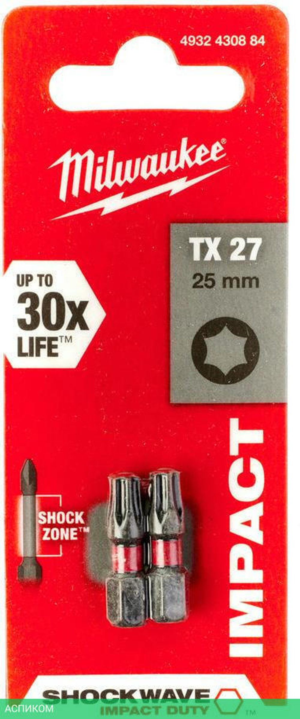 Бита Milwaukee Shockwave TX27 25мм 2шт (4932430884)