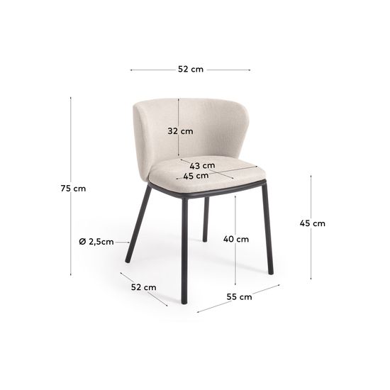 Ciselia Стул из бежевой синели и черной стали Испания La Forma