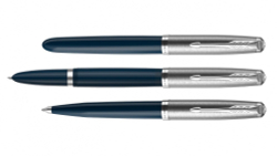 Перьевая ручка Parker 51 CORE MIDNIGHT BLUE CT, перо: F, цвет чернил: black/blue в подарочной упаковке.