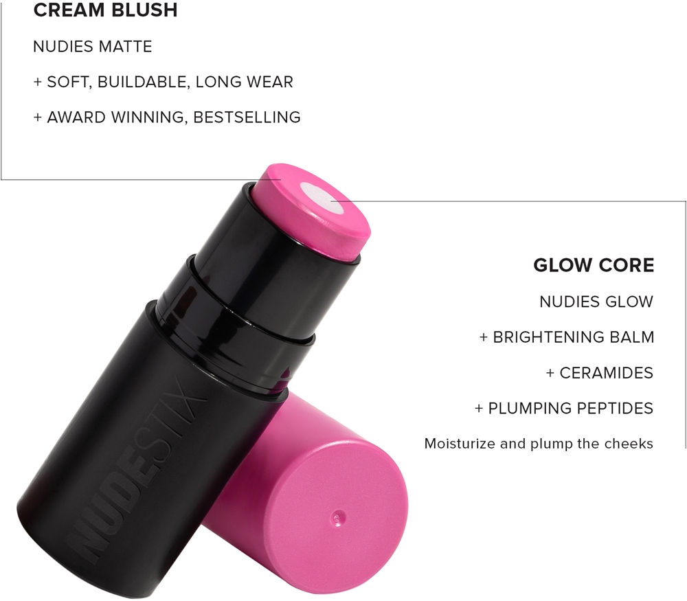 Nudestix Nudies Matte + Glow Core - Многофункциональный косметический продукт для макияжа глаз, губ и лица. оттенок Magenta Magic, 6 g
