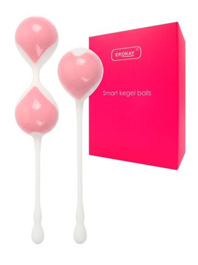 Набор розово-белых вагинальных шариков: двойные и одинарный (Цвет: розовый с белым)