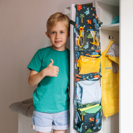 Кармашки в садик 83х24 Динозавры принт (синий)