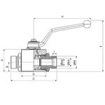 Кран 2-х ходовой шаровый M30x2 22L DN20 P=400 с отверстиями для монтажа