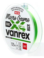 Шнур плетеный Lucky John Vanrex MICRO GAME х4 BRAID Fluo Green 125/010