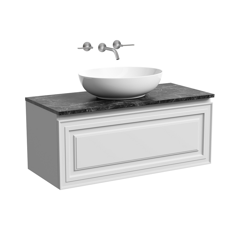 Тумба подвесная Sancos Very, Bianco 995х445х406, под столешницу без отверстия под смеситель, цвет Black Sky