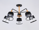 Светильник подвесной TR4741/5 BK/LW черный/светлое дерево E27/5 max 40W D760*350
