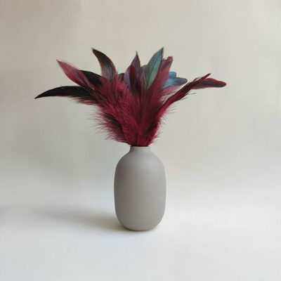 Перья петуха вишневые двухцветные 10 - 15 см. 20 шт.