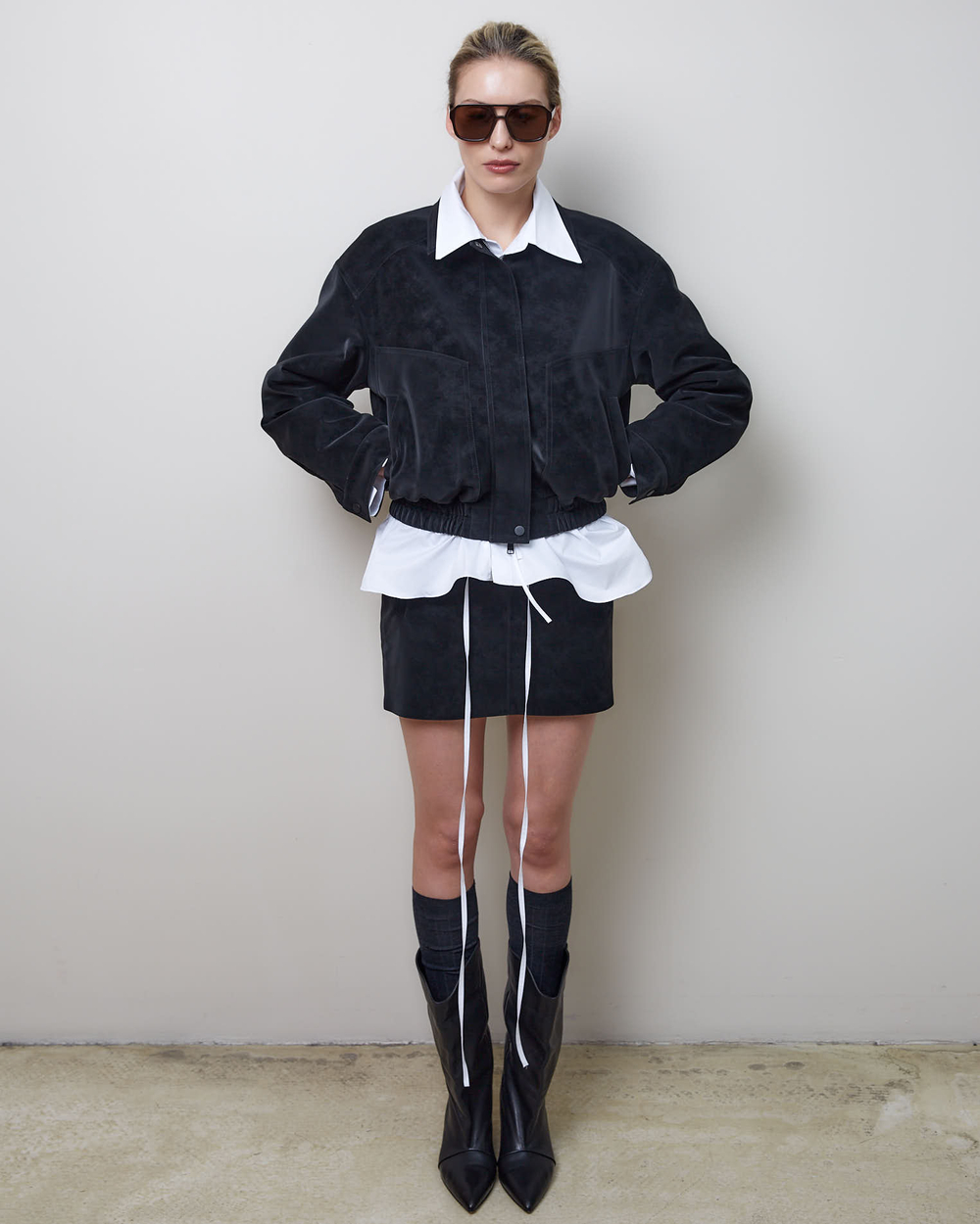 Куртка утепленная из искусственной замши черный