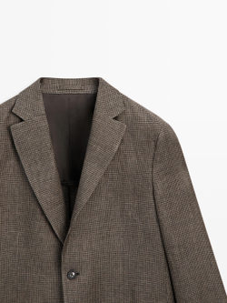 Massimo Dutti Льняной блейзер с карманами, охра