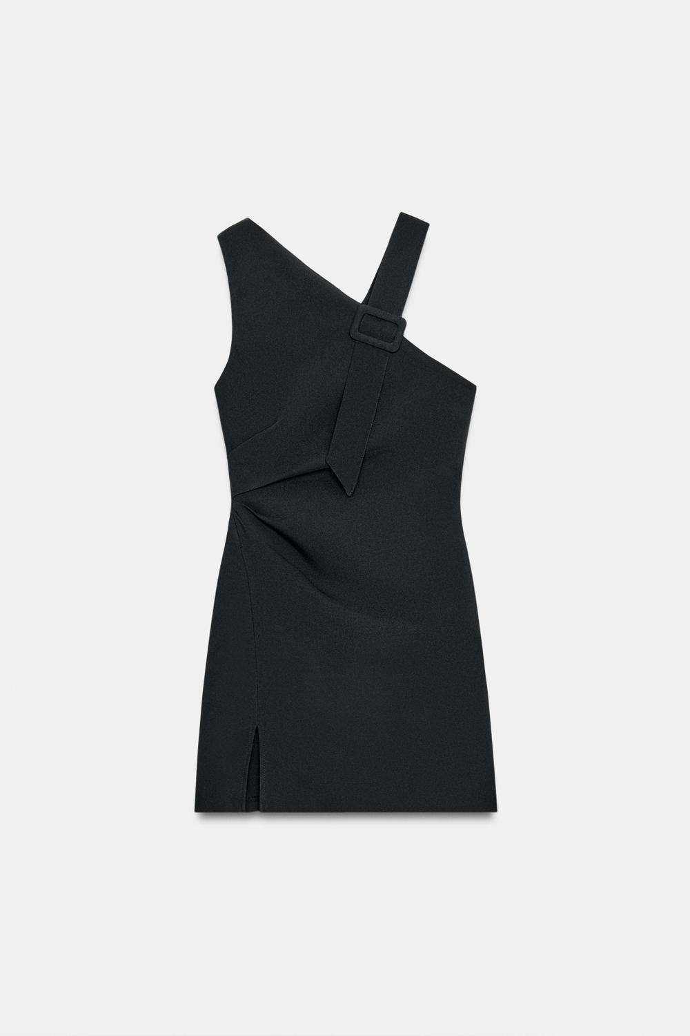 ZARA КОРОТКОЕ ПЛАТЬЕ АСИММЕТРИЧНОГО КРОЯ С ПРЯЖКОЙ, ЧЕРНЫЙ
