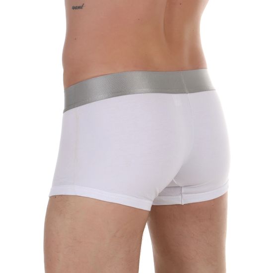 Мужские трусы боксеры белые с салатовой надписью Calvin Klein