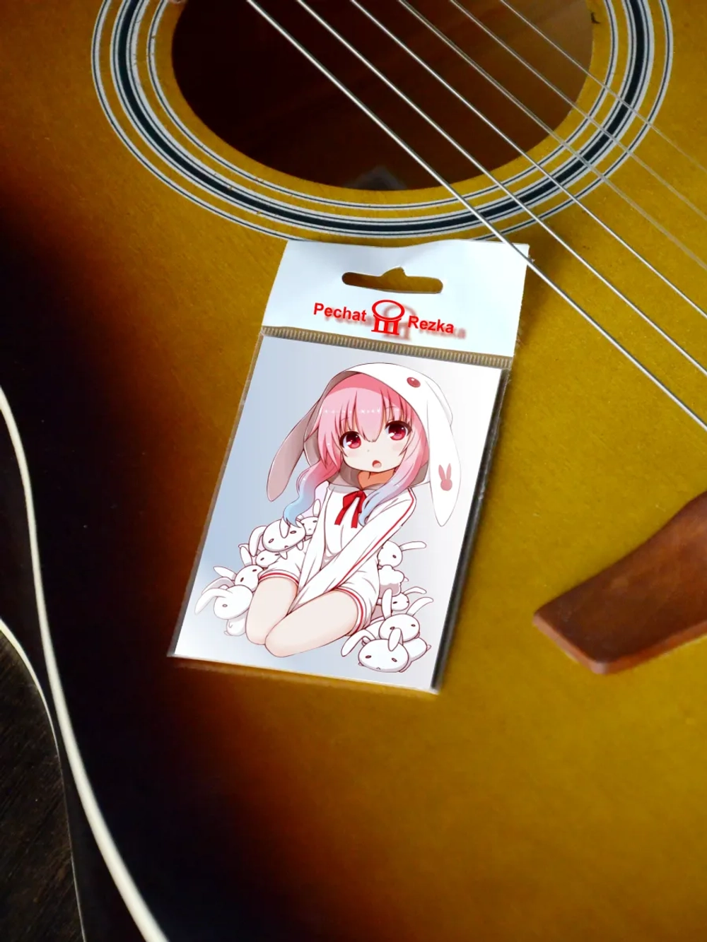 Стикер - Аниме девушка зайка с розовыми волосами