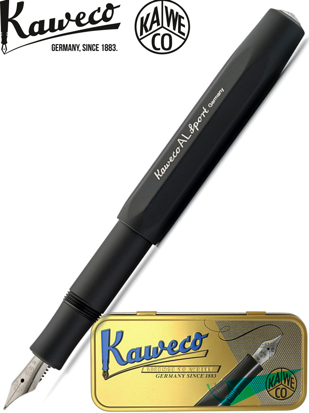 Перьевая ручка Kaweco AL SPORT Black F (10000097) 0.7 мм черный матовый корпус
