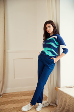 22145 Джемпер женский (синий жаккард)