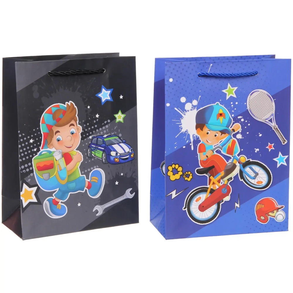 Пакет подарочный «Весёлый транспорт» 18*24*8,5 см, микс