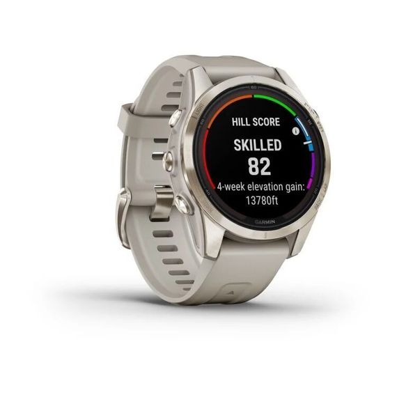 Умные часы Garmin Fenix 7S Pro Sapphire Solar 42 мм, золотистый корпус со светло-песочным ремешком