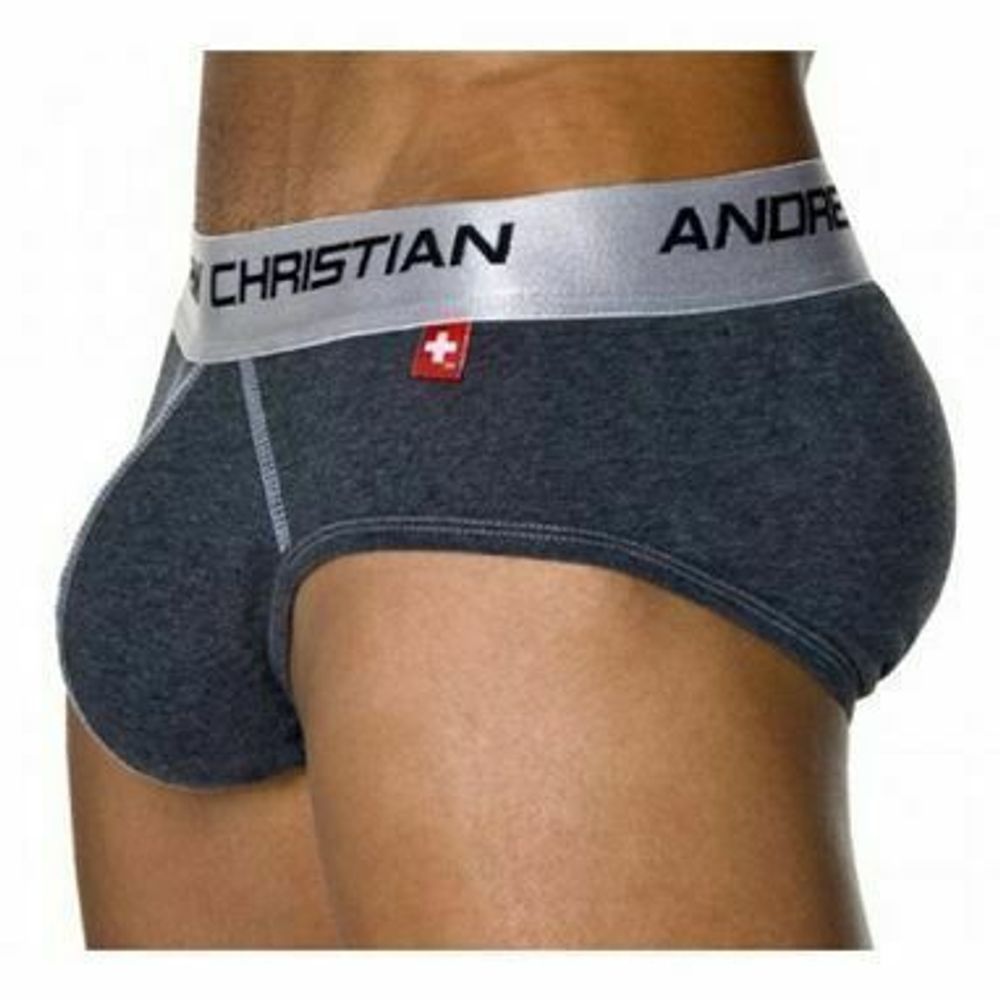 Мужские трусы брифы серые с пуш-ап Andrew Christian Grey Shock Jock Brief