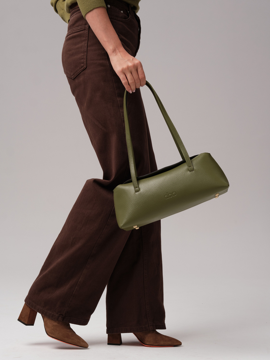 Женская кожаная сумка DBR 31127 зеленая водоросль