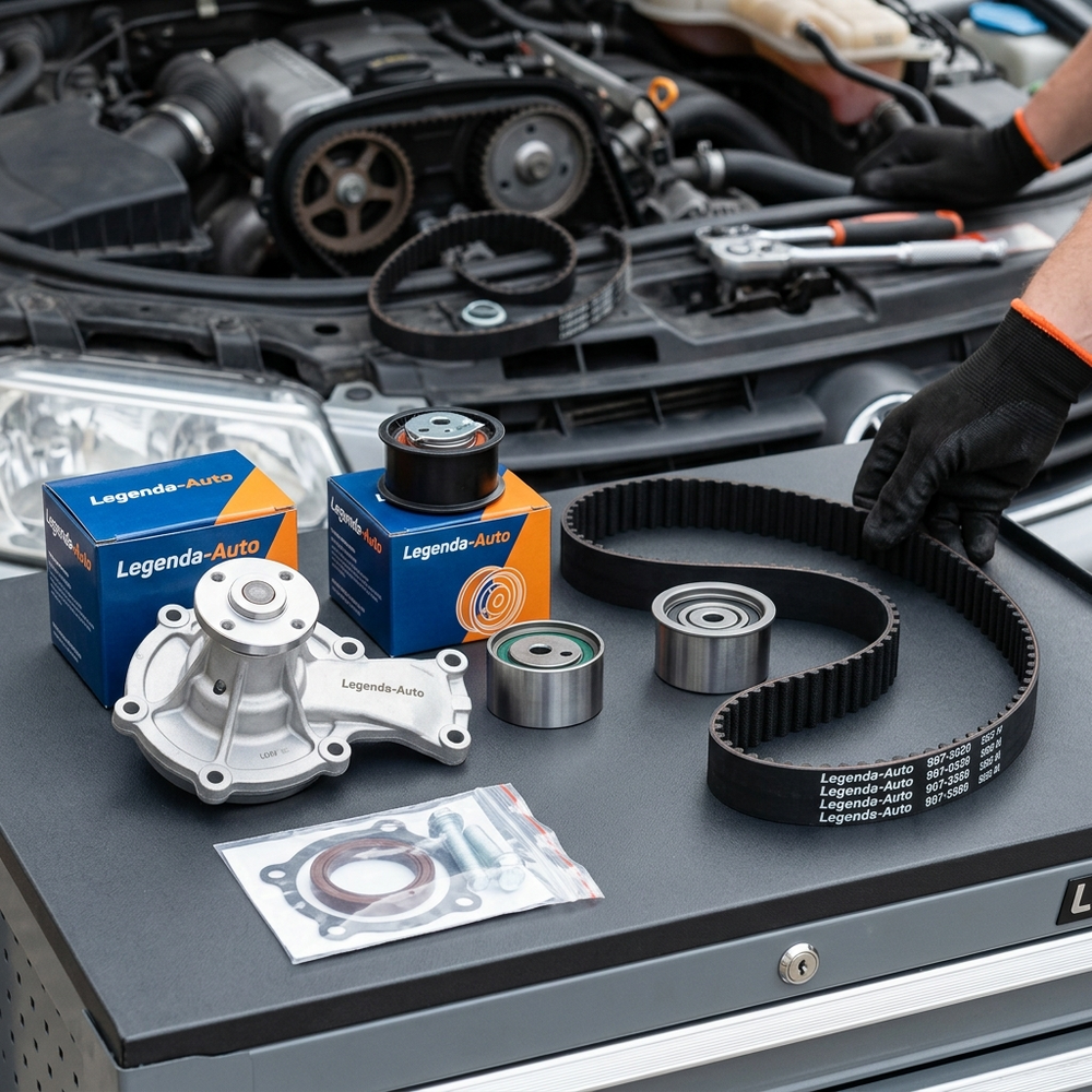 Комплект ГРМ с помпой замена