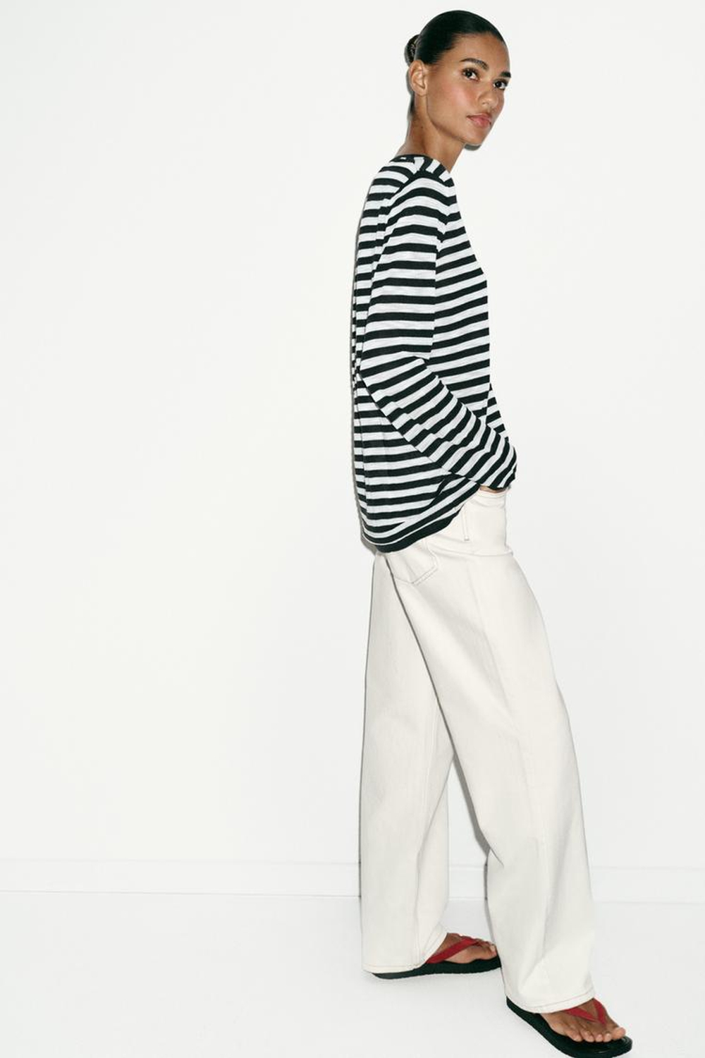 ZARA СВИТЕР В ПОЛОСКУ С ПУГОВИЦАМИ, ТЕМНО-СИНИЙ/БЕЛЫЙ