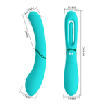 Аквамариновый двусторонний вибратор с функцией фингеринга Lexie - 20 см. (Цвет: аквамариновый)