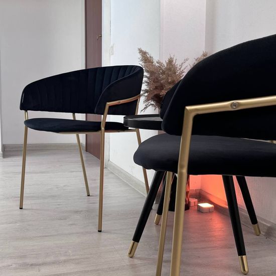 Стул Portman черный велюр с золотыми ножками