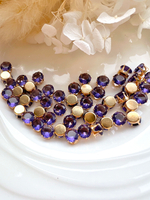 Фианит 6 мм, Фиолетовый (оправа золото)