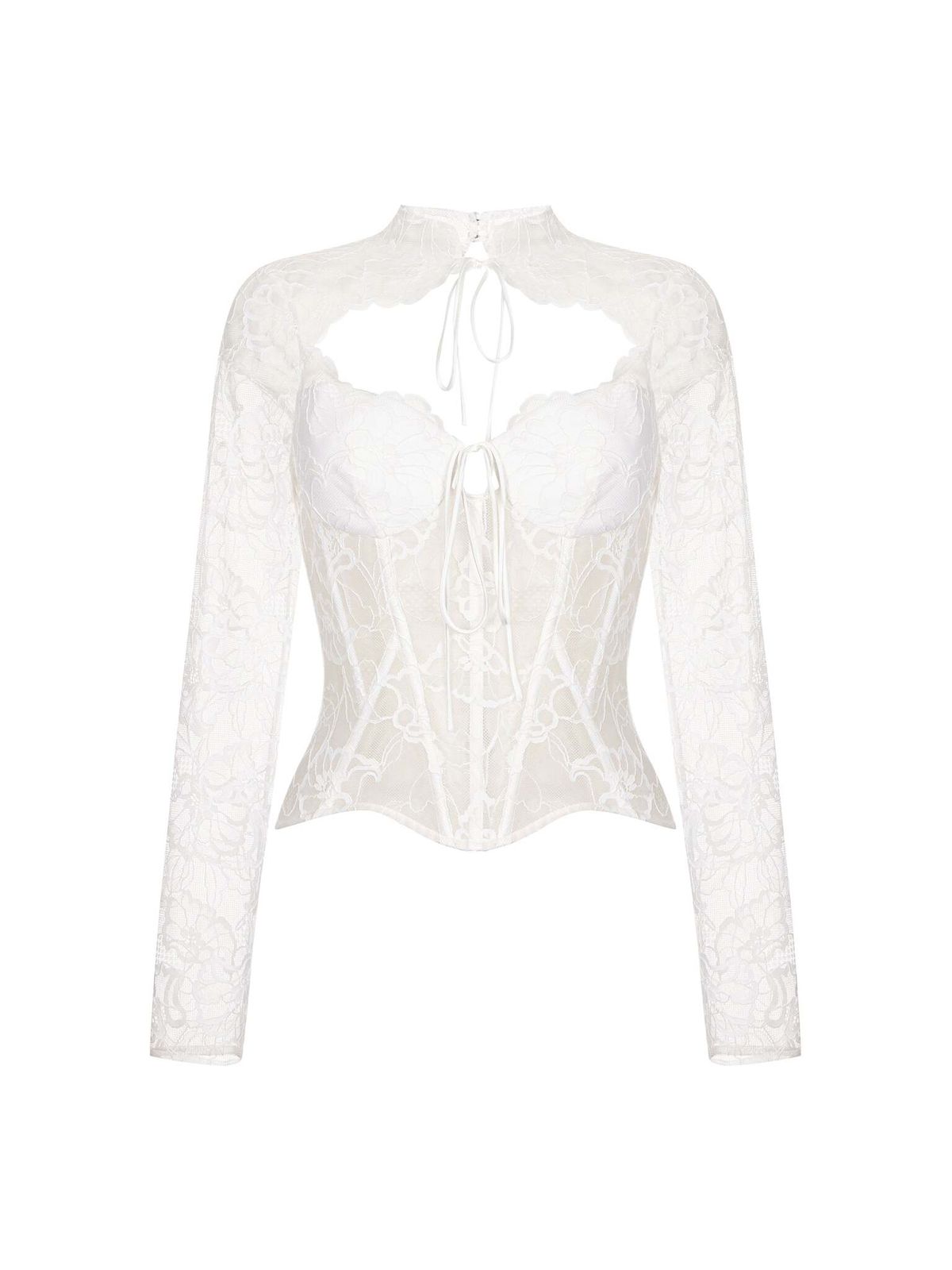 Топ бюстье корсетного типа из кружева с рукавами