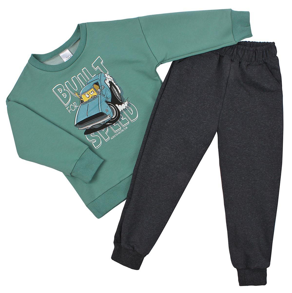 Костюм д/мальчика (джемпер+брюки) КМ-837/3 р.110 "Велик-3" шалфей/графит (Ивашка)