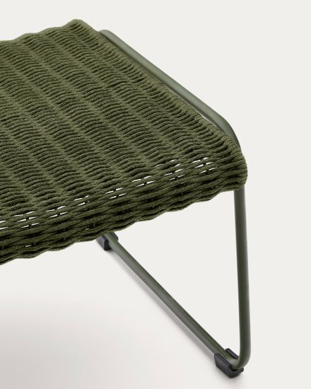 Скамейка для ног Maurina из оцинкованной стали зелёного цвета и зелёного шнура 58 x 52,5 см