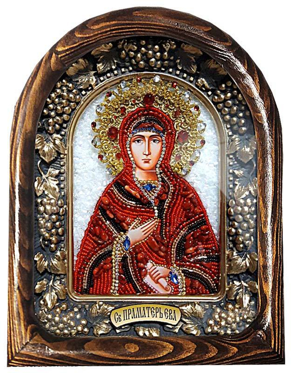 Дивеевская икона святая праматерь Ева, печать, коралл и бисер