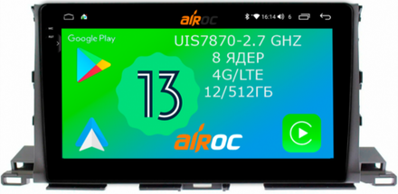 Магнитола для Toyota Highlander 3 2014-2020 - Airoc 2K AU-1112 Android 13, TS20, 12/512Гб, SIM-слот