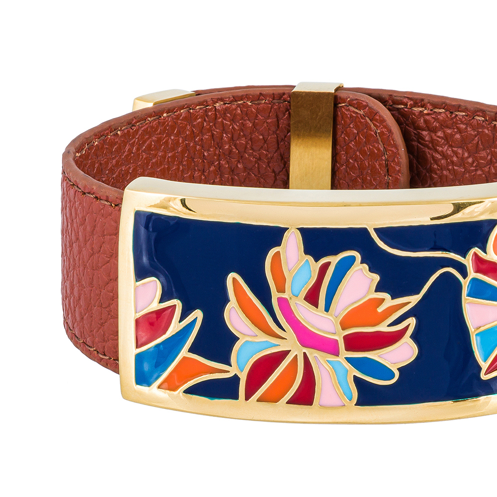 Браслет Fiore Luna на коричневом кожаном ремешке CB13599-9