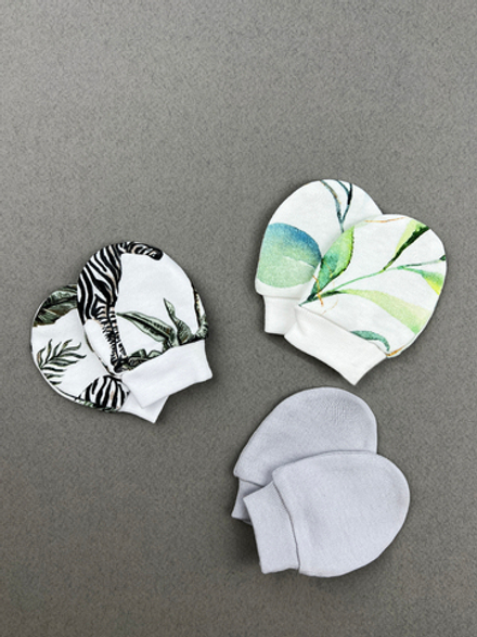 Антицарапки сет из 3х пар LooJoo Зебры / Ветви / Серый шелк