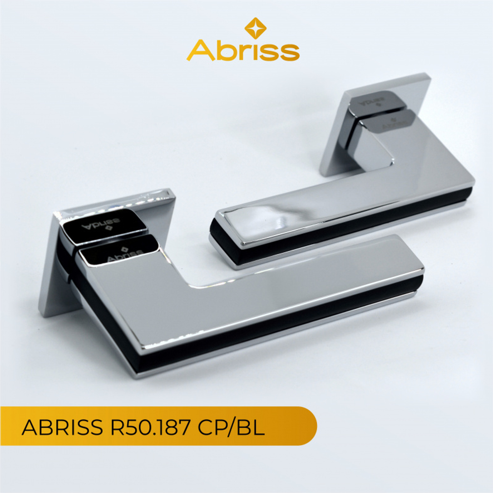 Ручка цинковая на тонком квадратном основании ABRISS R50.187 CP/BL (Хром/Черная вставка)