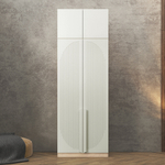 Шкаф Агератум МДФ двухсекционный с антресолью Лайн керамика (0,27) А10032 матовая - Дуб Сонома 3025  100*45*240